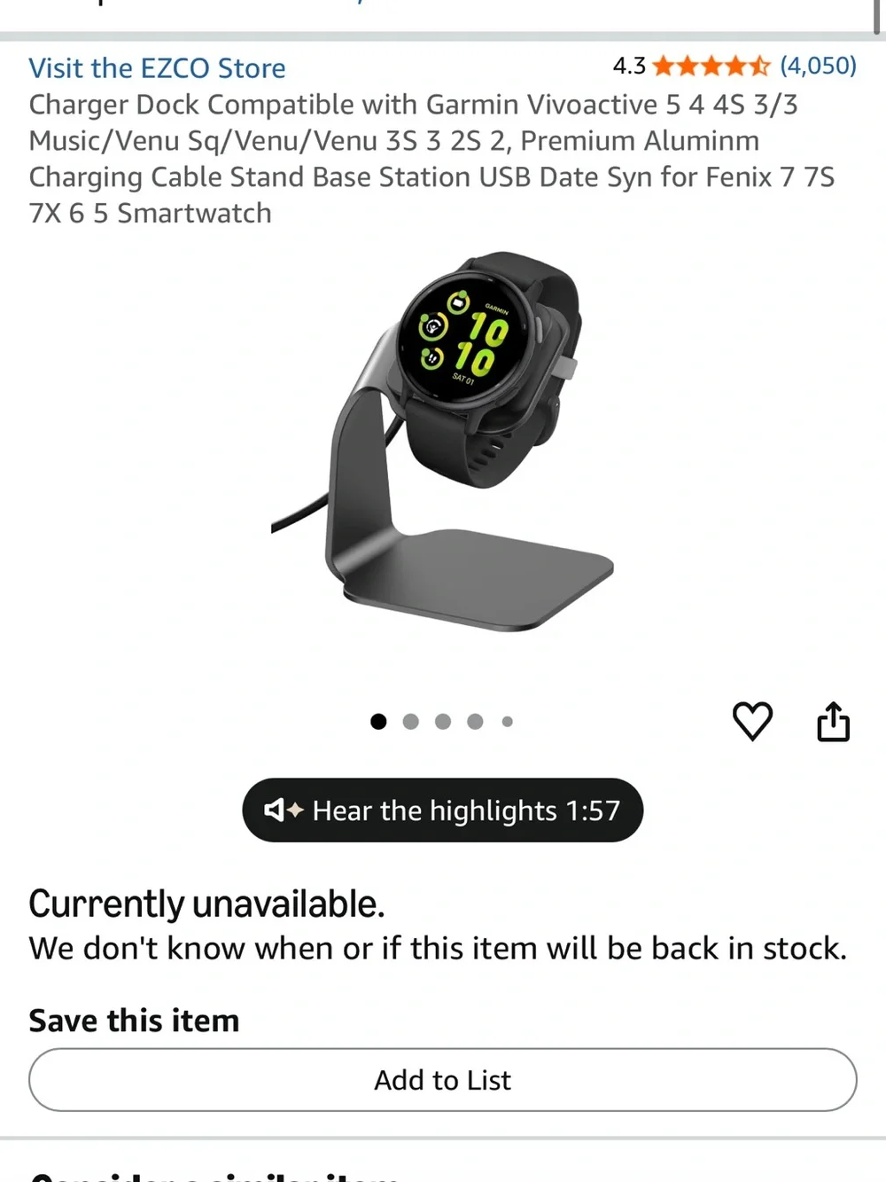 Garmin Venu 3 41mm Pebble Gray Touchscreen Smartwatch with Silicone Band